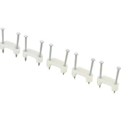 TRU COMPONENTS TC-DNF13203 Chiodino fissacavo 1593093 Intervallo Ø fascio 12.50 mm (max) due fori Bianco 100 pz. (1/2)