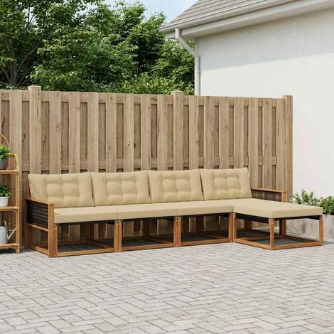 vidaXL Outdoor-Sofagarnitur mit Kissen 5 pcs Natur und Beige (1/5)