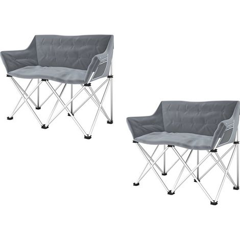 2er-Set faltstuhl 2 Sitzer faltbar Campingstuhl mit Armlehnen Seitentasche Outdoor Klappstuhl bis 240kg belastbar leicht gepolstert Angelstuhl Gartenstuhl für Garten Camping Strand