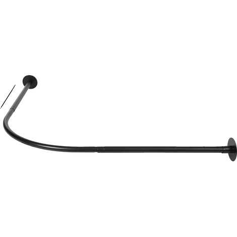 Barre de Rideau de Douche, Design en L, Longueur Ajustable, noir (1/2)