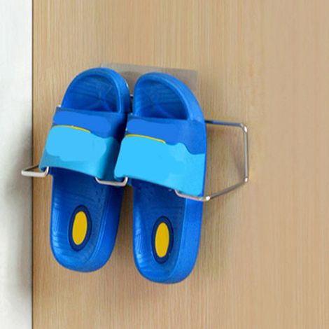 Scarpiera da parete in acciaio inox per bagno e cucina, non richiede forature, con gancio per scarpe e pantofole.