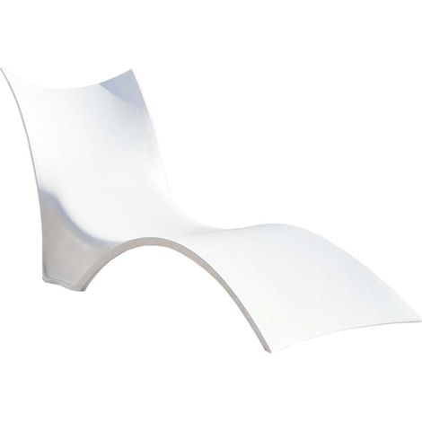 Tumbona de exterior CALA de 193x81x73 cm, polipropileno alta resistencia, color blanco (1/3)