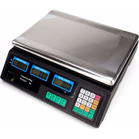 ACS-30 40kg/5g Digital Price Computing Scale for Vegetable UK Plug Silver & Black (1/5)