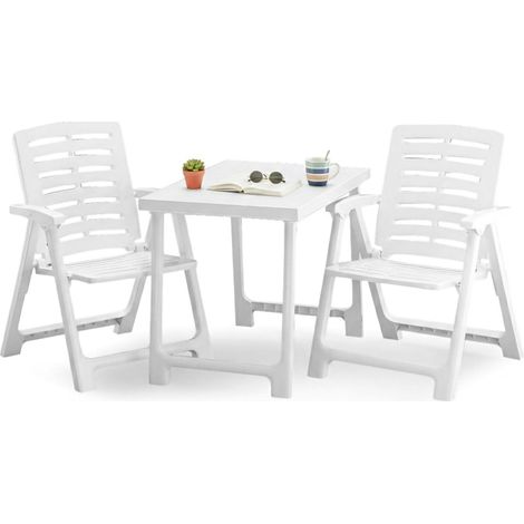 Salon Extérieur Lithia, Salon 2 Places, Table Made in Italy, Ensemble Bistrot Camping, Blanc