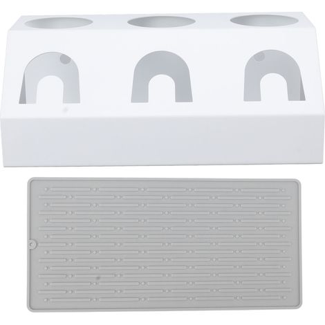 Porte-bouteilles de soda à 3 trous, support de drainage avec socle en silicone blanc, accessoire cuisine (1/5)