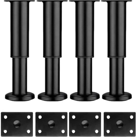 Pieds de meubles réglables en métal - Lot de 4, adaptés aux canapés, bancs, armoires et lits - hauteur 18-30 cm