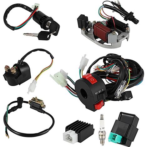 Faisceau de câblage électrique Relais Bobine de stator Bougie d'allumage solénoïde CDI pour 50cc 70cc 80cc 90cc 100cc 110cc 125cc ATV Quad Pit Bike Scooter (1/5)