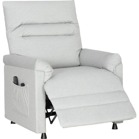 Fauteuil relax électrique massant chauffant inclinable avec repose-pieds, moteur silencieux, 82x99x106cm, gris