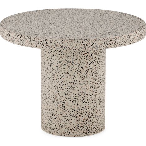 Table d'appoint blanche en fibre de pierre style terrazzo moderne - blanc terrazzo moucheté gris noir (1/2)