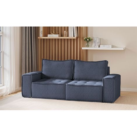Sofa Modulsofa 2-teilig SANDE 2-Sitzer Stoff Raven Blau (1/5)