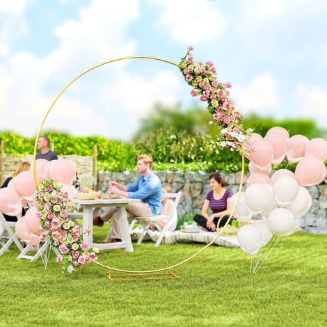 Arc de jardin 230x28x234 cm en métal rond pour les roses de mariage avec revêtement en poudre décoration Or