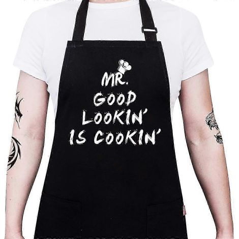 Nouveau tablier de chef de cuisine - Monsieur Beau Gosse Cuisine - Tablier humoristique pour homme et papa - Tablier à bavette ajustable