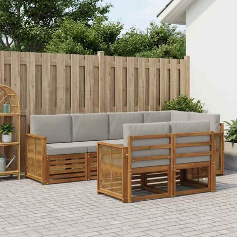 vidaXL Ecksofa Set mit Kissen 6 pcs Natürlich und Hellgrau (1/5)