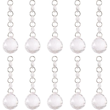 Boule acrylique transparente pour suspension décorative, pendentif ornement DIY, perle ronde en acrylique, accessoire de décoration (E)