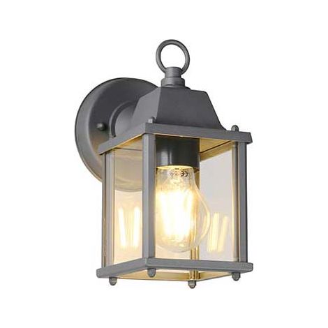 Applique d'extérieur lanterne lampe de porte d'entrée verre aluminium anthracite lampe de jardin H 22,5 cm (1/5)