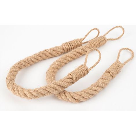 Lot de 2 embrasses de Rideaux avec Corde de Chanvre torsadée décorative Faite à la Main pour Rideaux (Kaki, 2) (1/5)