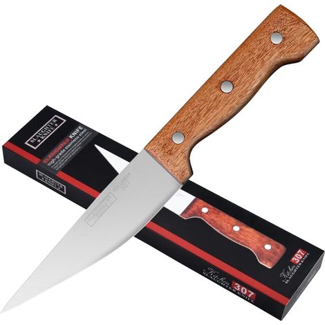 Couteau à désosser professionnel, couteau à désosser pour couper la viande compacte, manche antidérapant en bois avec un design de lame unique de 13.5cm (1/5)