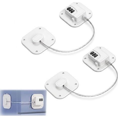 2 Pièce Serrures de Réfrigérateur, Verrou de Réfrigérateur avec Code Securite Fenetre, Cadenas Code Securite Frigo pour Convient aux Fenêtres Armoire Tiroir (Blanc) (1/5)