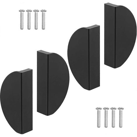 Lot de 4 poignées de tiroir demi-cercle en aluminium pour armoires et portes de placards, noir. (1/5)