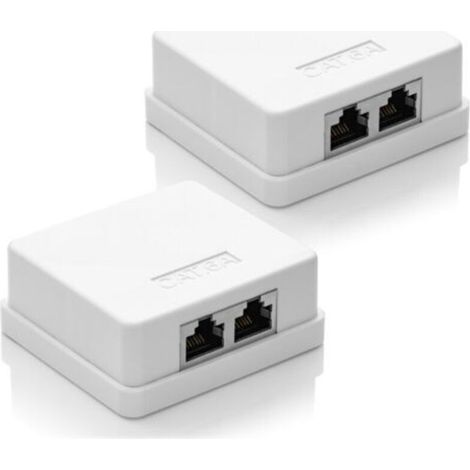 Pr 2 CAT 6a Network Jacks, 2 FTP RJ45 Jacks, Shielded 10Gbit Ethernet LAN Wall Mount Cable, White (1/5)