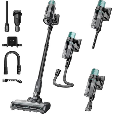 Aspirateur Balai sans Fil avec Tuyau Flexible, 70kPa/ 600W/ 70min, LED Écran, Brosse Anti-Enchevêtrement, Filtration 9 Couches, Ultra-Silencieux, Léger, Poils d'animaux/Sols Durs (1/5)