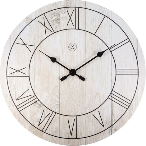 Horloge Murale Ronde en Bois Ø 40 cm avec Chiffres Romains pour Salon et Bureau - PANGIVO
