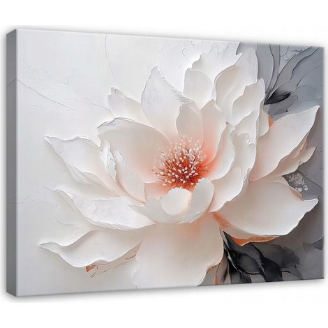 Peinture fleurs 3d lys blanc pour chambre salon cuisine sur toile 120x80 (1/3)