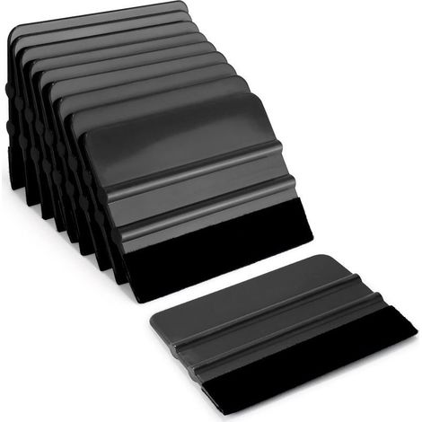 Lot de 5 raclettes avec bord en feutre pour voiture, film pour meubles, film pour vitres, film teinté, film adhésif, 10 pièces, noir (1/5)