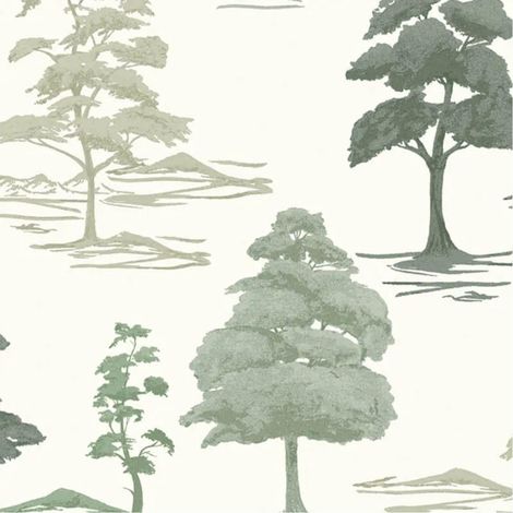 Belgravia Decor Italian Heavyweight Vinyl Carlotta Tree Sage Cream Wallpaper (1/4)