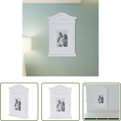 Clés - Armoire à clés avec cadre photo Blanc (1/5)
