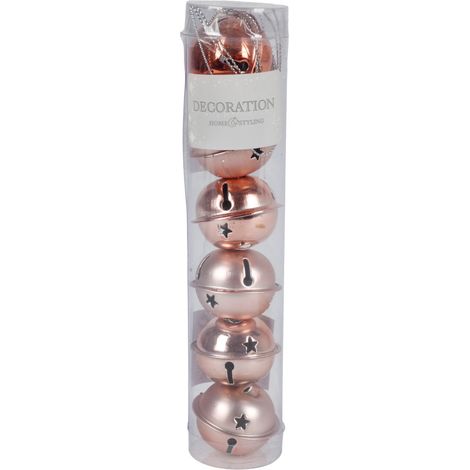 Weihnachts-Glöckchen Baumschmuck 6er Set Anhänger matt&glänzend ø 4cm Dekoration - kupfer (1/2)