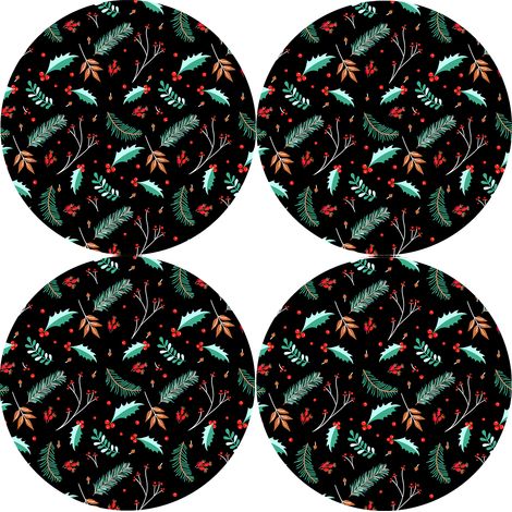 Set di 4 tovagliette rotonde per tavoli 4D, 33 cm - agrifoglio Feltro ecologico, stampa HD, lavabile a 40 °C, Bertoni (1/4)