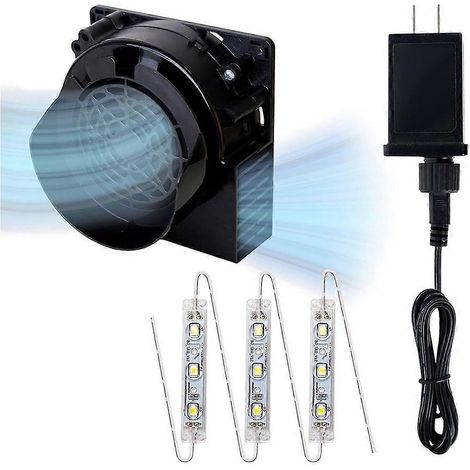 Ventilateur gonflable de remplacement, souffleur d'air 1,5 A avec adaptateur et guirlande lumineuse de 3 LED pour Noël (prise US). (1/5)