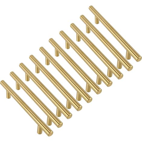 10pcs En Doré acier inoxydable Poignée de Meuble Cuisine Doré -Poignée de Porte Cuisine Dorée Poignée Meuble Dorée Poignée Tiroir Entraxe 192mm (1/5)
