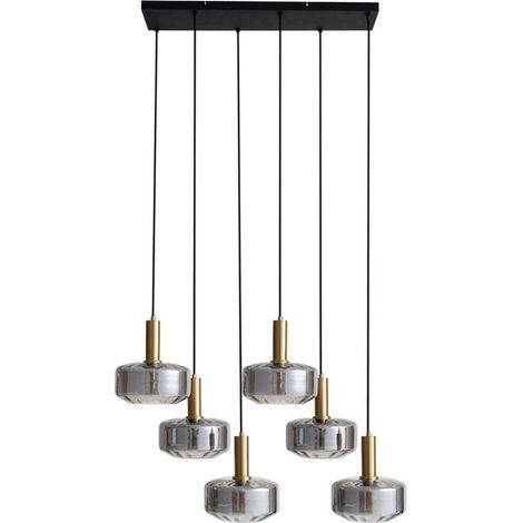 [GEBRAUCHT] B-Ware Lindby Hängeleuchte Pendelleuchte Lampe Leuchte Hildur rauchgrau Glas 6flg Ø2710 (1/2)