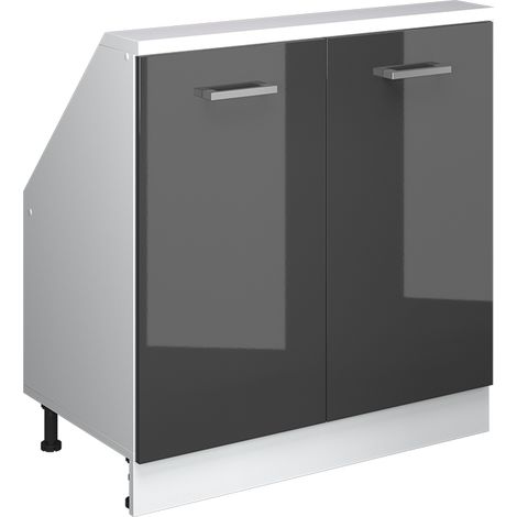 Dachschrägenschrank Rion, Anthrazit Hochglanz/Weiß, mit 2 Türen, Vicco
