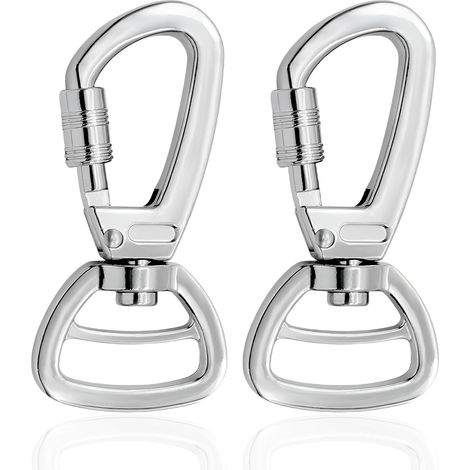 2pcs Mousqueton Laisse Chien, Mousquetons avec Articulation Pivotante en Alliage Zinc Robuste Charge Lourd Carabiner Porte Clés Clip à Ressort Déclenchement pour Collier Animaux Alpinisme (B:marron) (1/5)