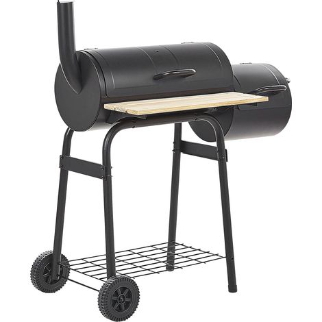 Barbecue a carbonella con coperchio rotelle e affumicatore termometro nero Satah