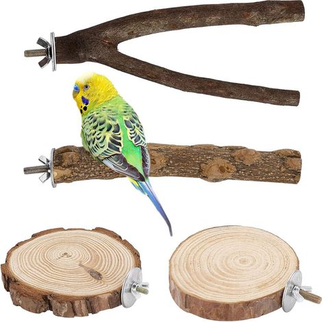 Perchoirs en bois naturel pour cage à oiseaux (1/5)