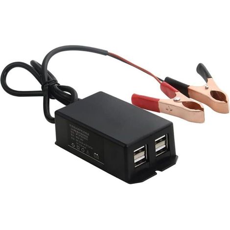 Adaptateur d'alimentation USB 12V 24V à 5V – Chargeur étanche pour moto avec 4 ports USB – Protection intelligente contre surtensions (1/5)