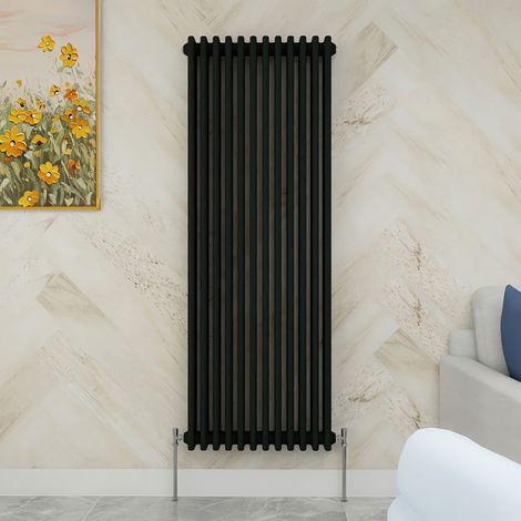 SKY Bathroom 1500x560mm 3 Column Radiator Vertical Black Traditional Column Radiator