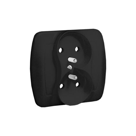 Doppelsteckdose mit Erdung, 16 A, 250 V, Schraubklemmen: schwarz