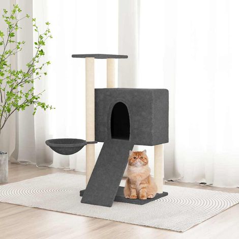 vidaXL Rascador para gatos con postes de sisal gris oscuro 96 cm (1/5)