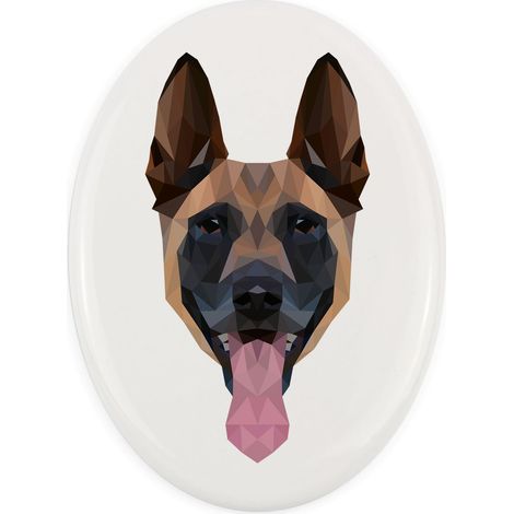 Pastor belga malinois: una placa geométrica con foto e inscripción de Art-Dog (1/4)
