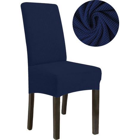 Stuhlbezug, dicker, marineblauer Jacquard, Größe L, große, hohe Rückenlehne (70 cm)