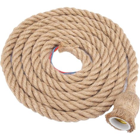 Support de lampe plafond en corde chanvre vintage E27 porte ampoule suspendue 85 265V 3m (1/4)