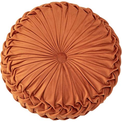 Coussin décoratif rond en velours, motif citrouille 3D, 38 cm (15 pouces), pour canapé, lit, fauteuil ou sol. (1/5)