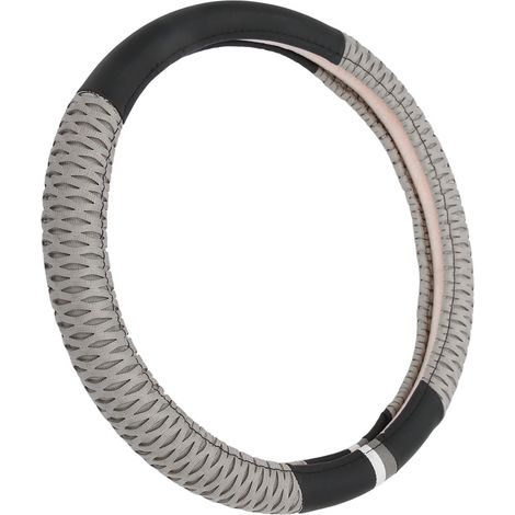 Housse de volant universelle en similicuir pour voiture, antidérapante et personnalisable (gris) (1/5)