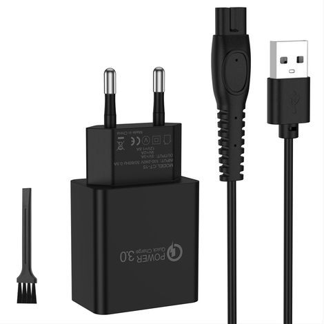 5V Tondeuse Chargeur Compatible avec QP2734 QP2724 QP2824 QP2834 QP4631 USB Adaptateur Secteur Cable 1m pour Rasoir Noir (1/5)
