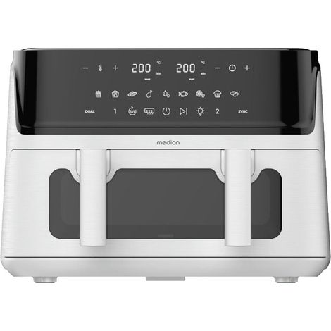 Air Fryer - MEDION - P25 XXL Flex M - Grande capacité 10,8 L - Séparateur - 3040 W - Finition Blanc Mat - 43 x 38,8 x 31,5 cm (1/3)
